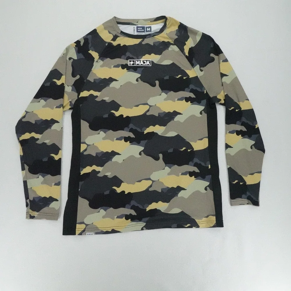 MAJA Rash Guard Mens Medium Camo Long Sleeve Athletic Performance Shirt